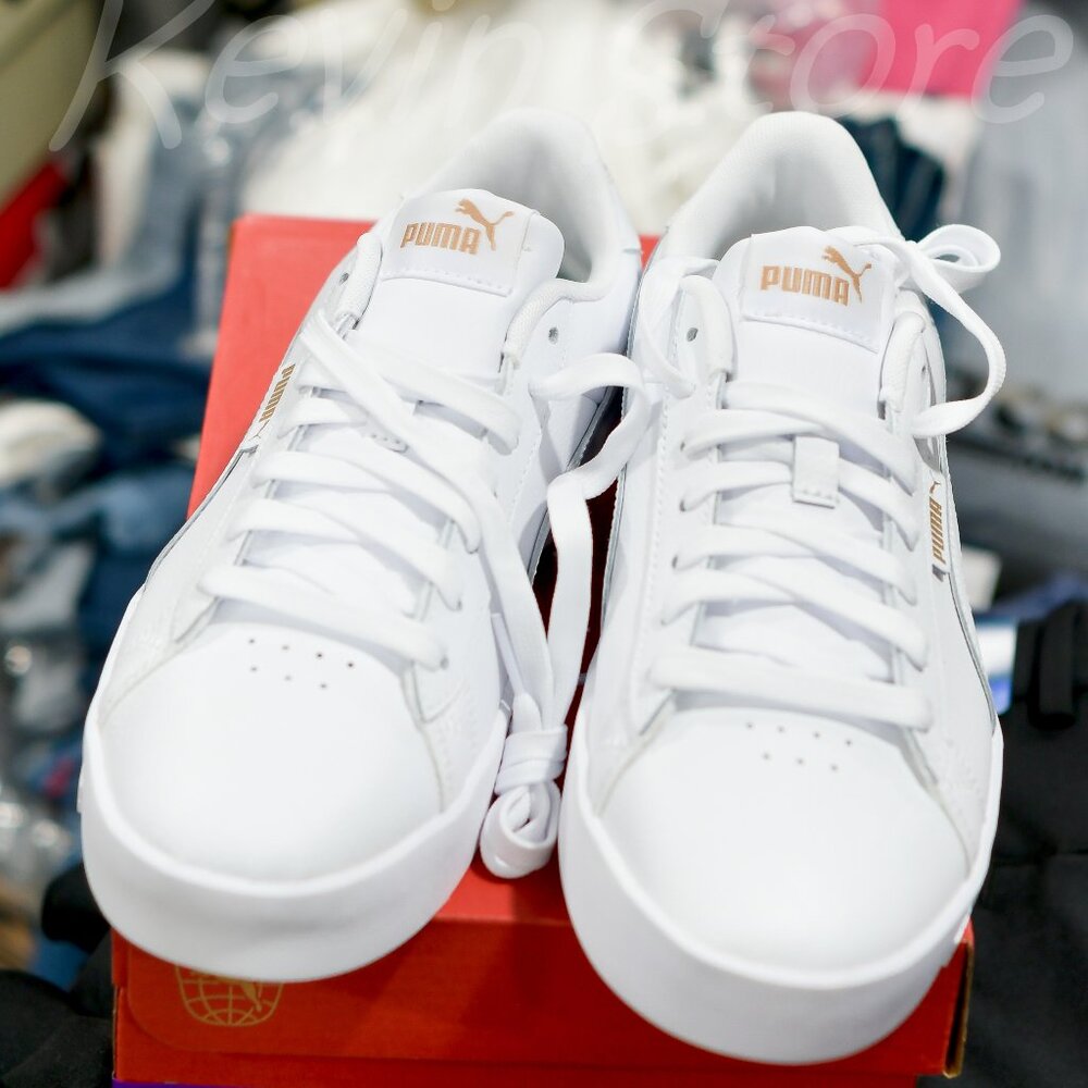 Puma White Sneakers with Gold Accents